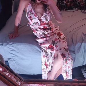 MODA USA Floral Midi Backless Dress w/Front Slit M